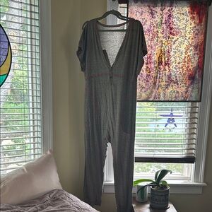 NATURAL LIFE Khaki Button-Front Jumpsuit